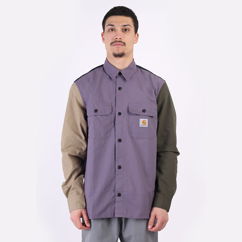 мужская разноцветная рубашка Carhartt WIP L/S Vallant 4 Shirt I029117-provence - цена, описание, фото 3